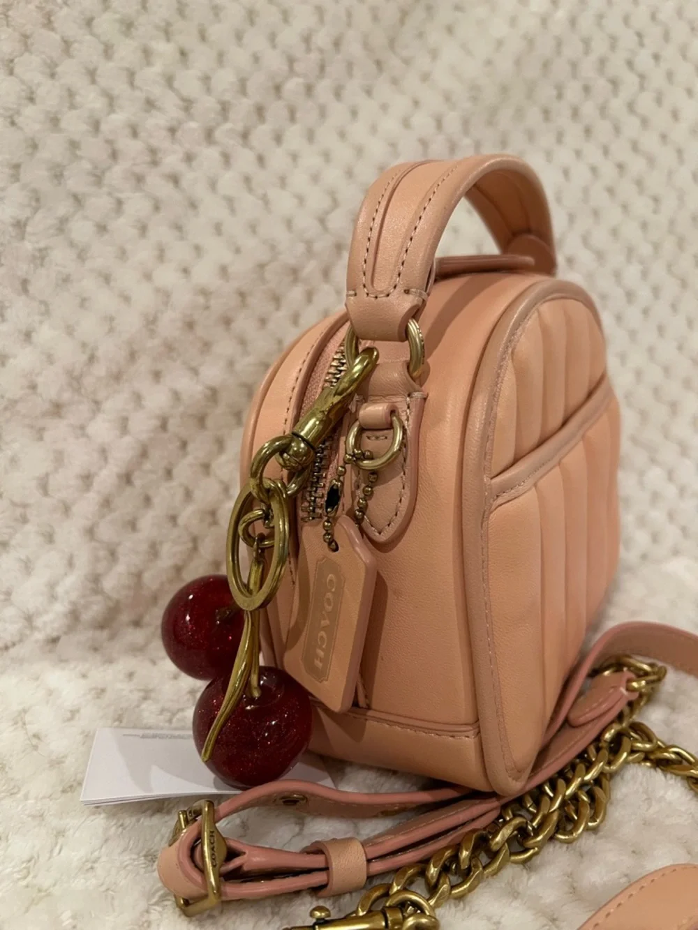 Coach Quilted  leather Vintage Lunchbox Reedition  Top handle crossbody in Blush - Picture 7 of 10
